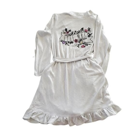 Roudelain womens sleeping gown Ruffle Long Sleeve Gray soft Sz Medium pocket new - Picture 1 of 13